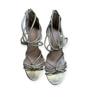 A New Day Women's Gold Back Zip Knotted Tubular Strappy Heel Sandals Size 9